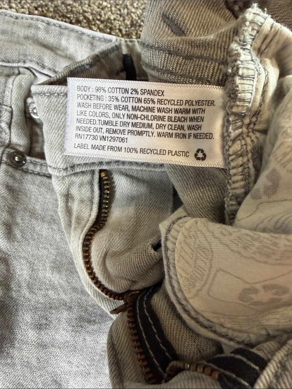 Boys Cat & Jack Grey Distressed Kids Jeans Size 10